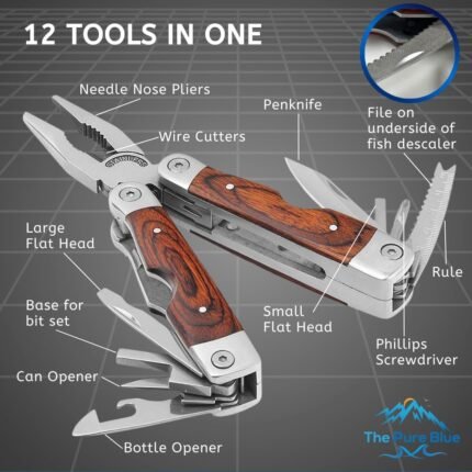 Rosewood Multi Tool, 22 in 1 Tools, Tough Multitool Belt Pouch