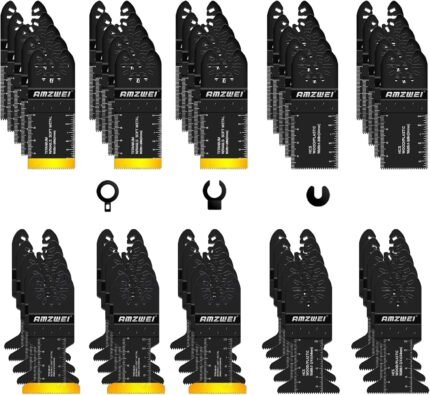 50PCS Titanium Multi Tool Blades,Universal Oscillating Multitool Blades for Wood Plastics Metal Cutting